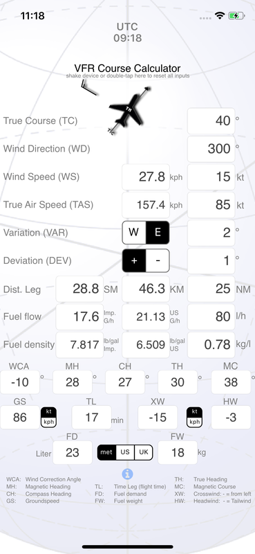 Earlier version of the VFR Course Calculator.